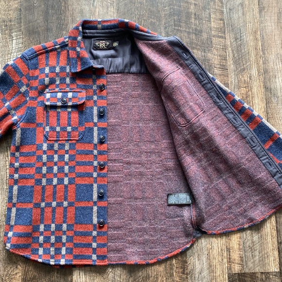 RRL Matlock Linen Cashmere Workshirt - Red/Blue, Size L - Picture 8 of 10